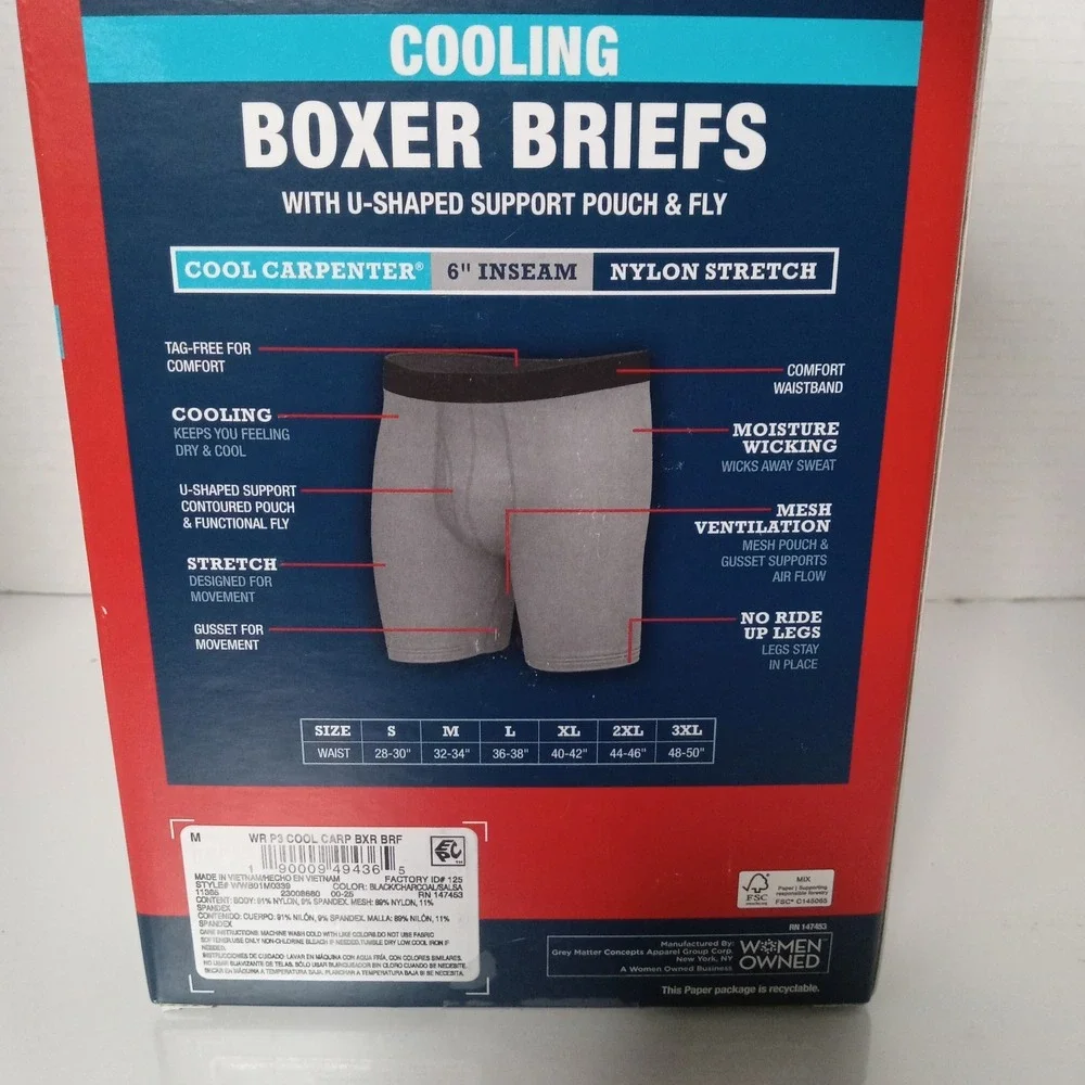 Wrangler Workwear Boxer Briefs‎ Men's Size M Medium Cooling 6